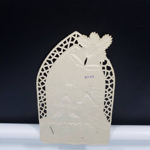 Vintage Merry Christmas Happy New Year German Alps Die Cut Embossed Sign Wall - Picture 5 of 7